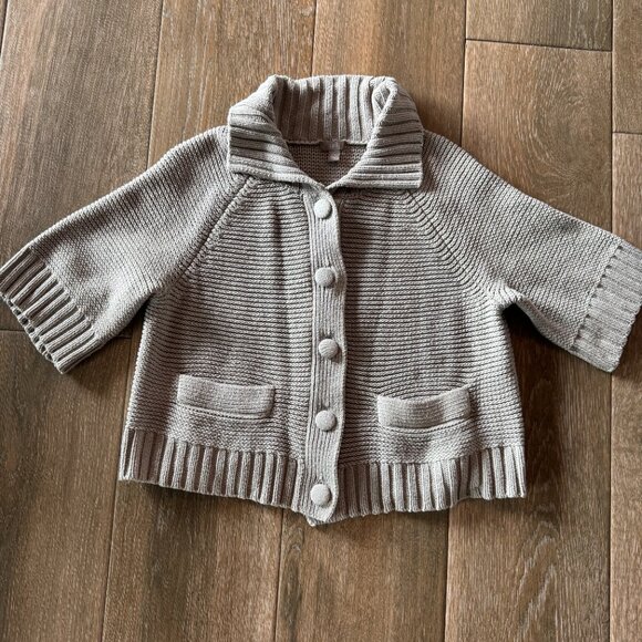 J Jill button front cotton blend cardigan mushroom color size Large Petite - Picture 2 of 7